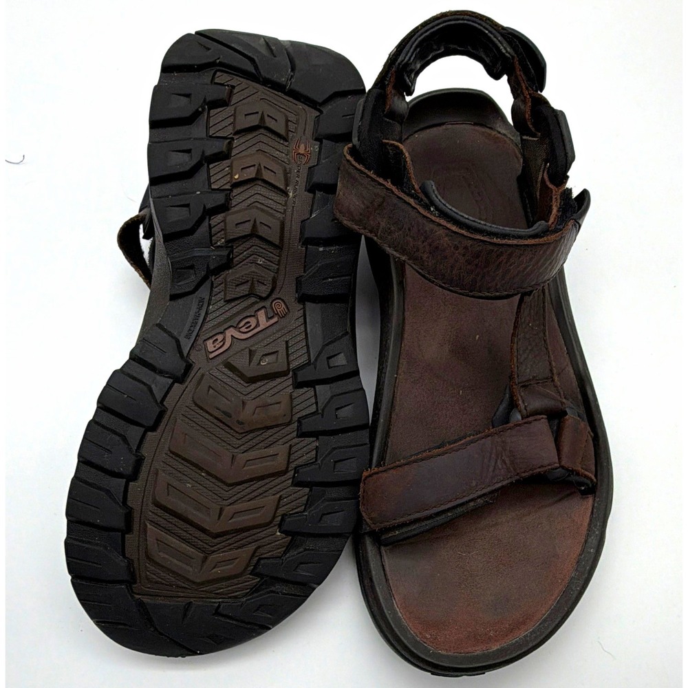 Teva Men's Leather Spider Hook & Loop Strappy Sandals Brown/Black MPN 1006251
